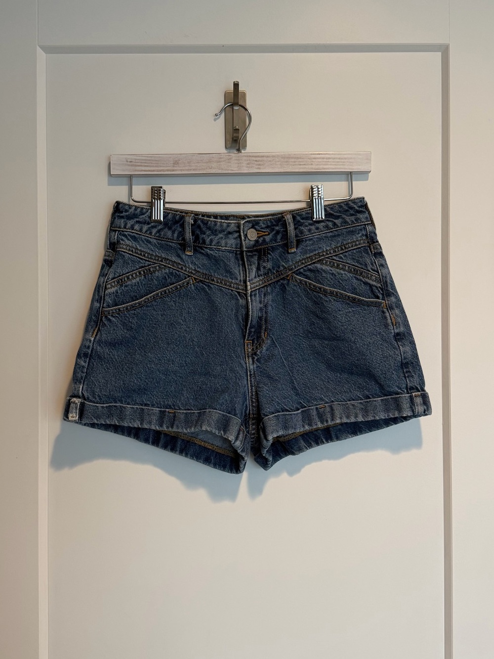 PacSun Dark Blue High-Rise Cuffed Denim Shorts